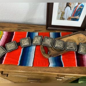 Concho belt. Black Leather and Silver Concho Belt